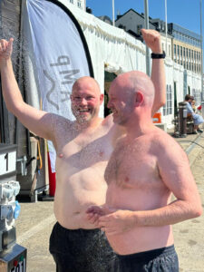 Jakobsen og Rytman, etter en liten dukkert under Arendalsuka 2024.