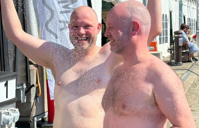 Jakobsen og Rytman, etter en liten dukkert under Arendalsuka 2024.